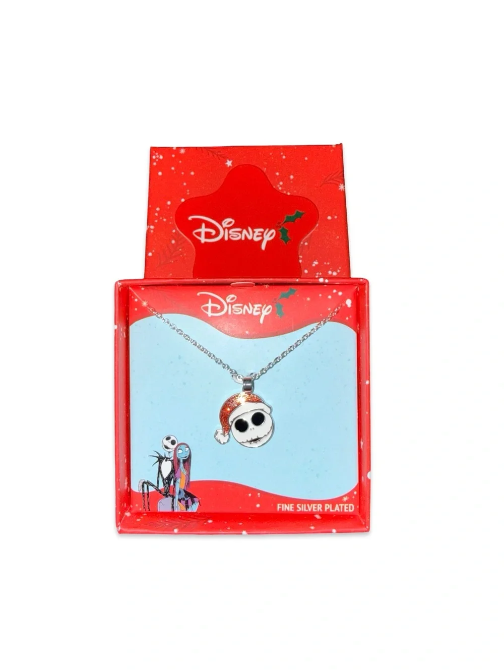 Disney Kids Silver Plated Jack Skellington Necklace - Red